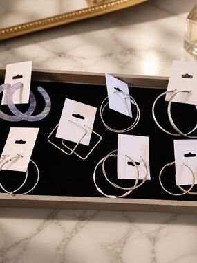 Lot Of Large Gold and Silver Hoop Earrings- Women's Fashion Jewelry